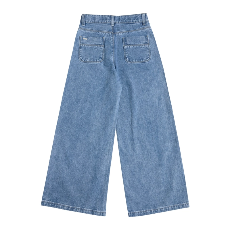 JEANS ANCHO NIÑA CON PARCHES DE ESTRELLAS - 4