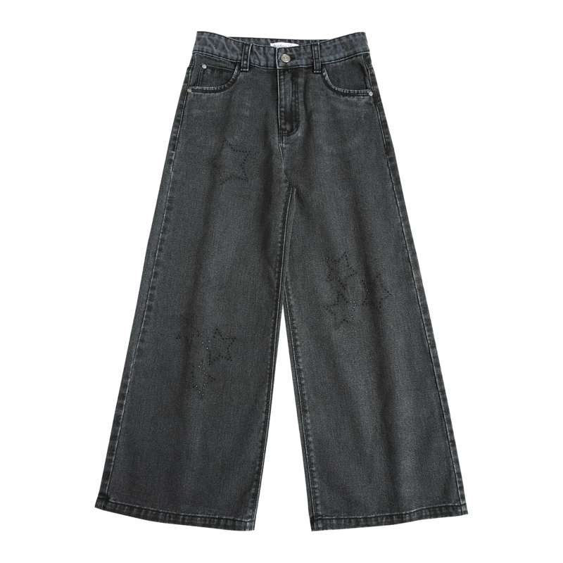 JEANS ANCHO NIÑA PALAZZO  DENIM CON ESTRELLAS - 2