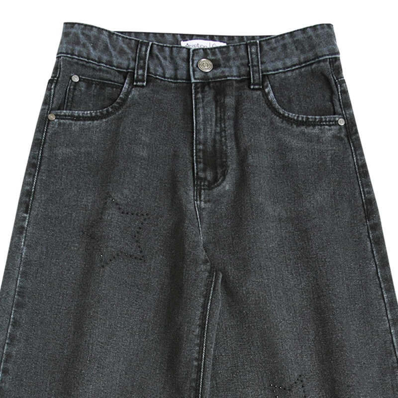 JEANS ANCHO NIÑA PALAZZO  DENIM CON ESTRELLAS - 3