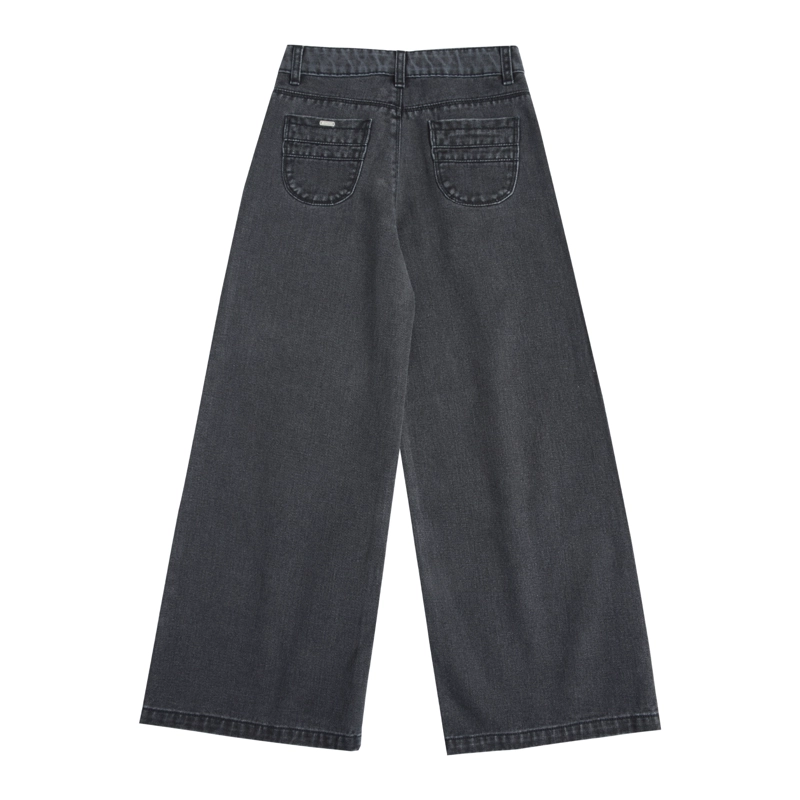 JEANS ANCHO NIÑA PALAZZO  DENIM CON ESTRELLAS - 4