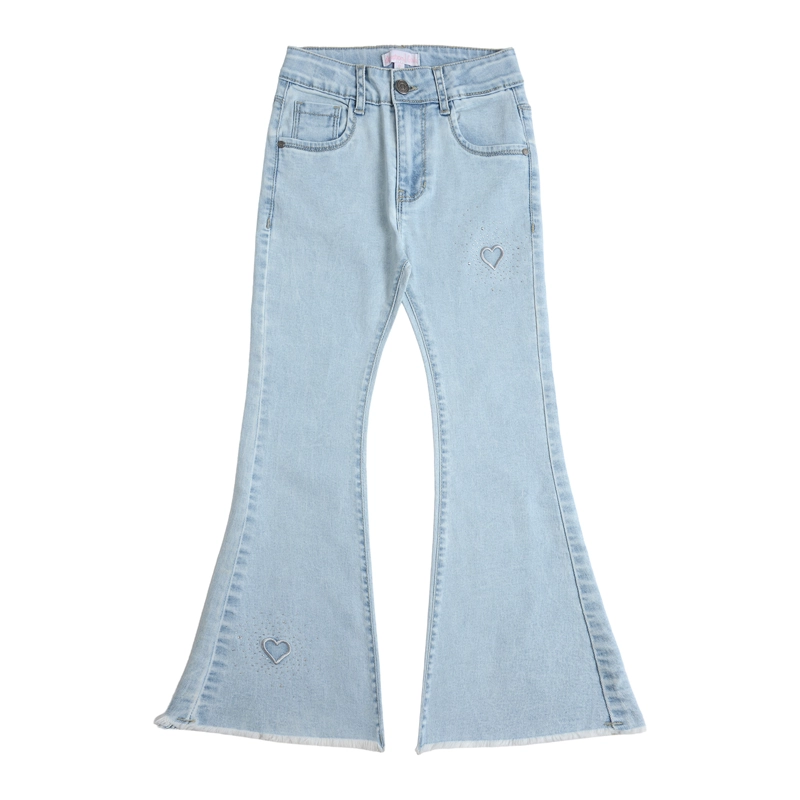 JEANS MEZCLILLA FLARE NIÑA CON BORDADO Y STRASS - 1