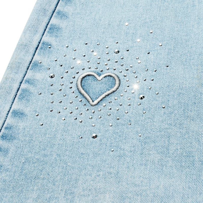 JEANS MEZCLILLA FLARE NIÑA CON BORDADO Y STRASS - 2