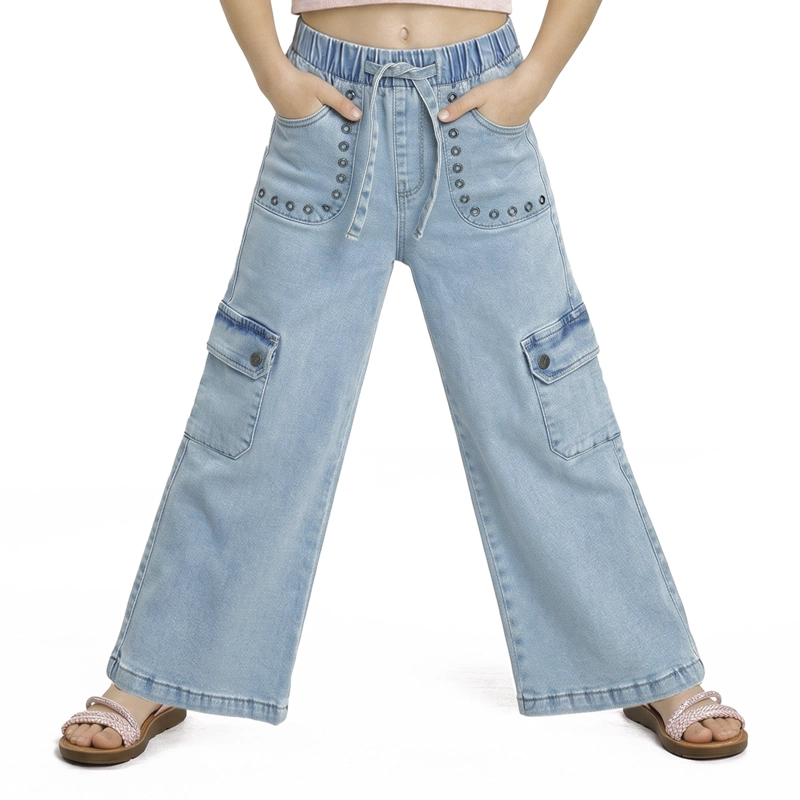 JEANS MEZCLILLA PALAZZO BOLSILLOS CARGO NIÑA - 1