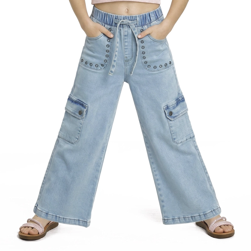 JEANS MEZCLILLA PALAZZO BOLSILLOS CARGO NIÑA - 1