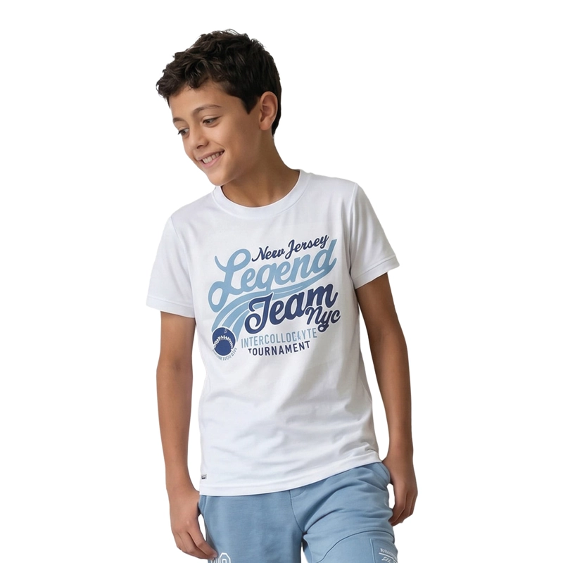POLERA MANGA CORTA NIÑO SLUB JERSEY DE ALGODON - 1