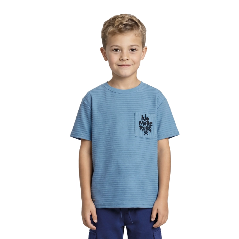 POLERA MANGA CORTA NIÑO CUELLO REDONDO Y TEXTURA - 1