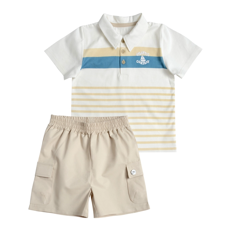 CONJUNTO POLERA Y BERMUDA GABARDINA BEBE  NIÑO CON ESTAMPADO - 1