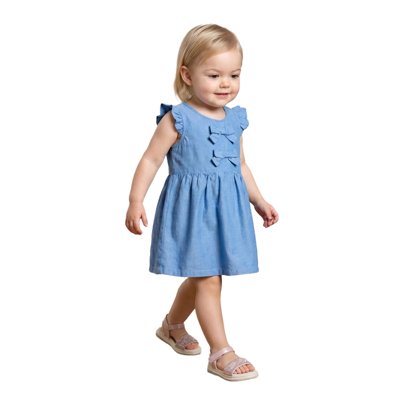 VESTIDO MEZCLILLA LIVIANA BEBE  NINA 12 meses Celeste