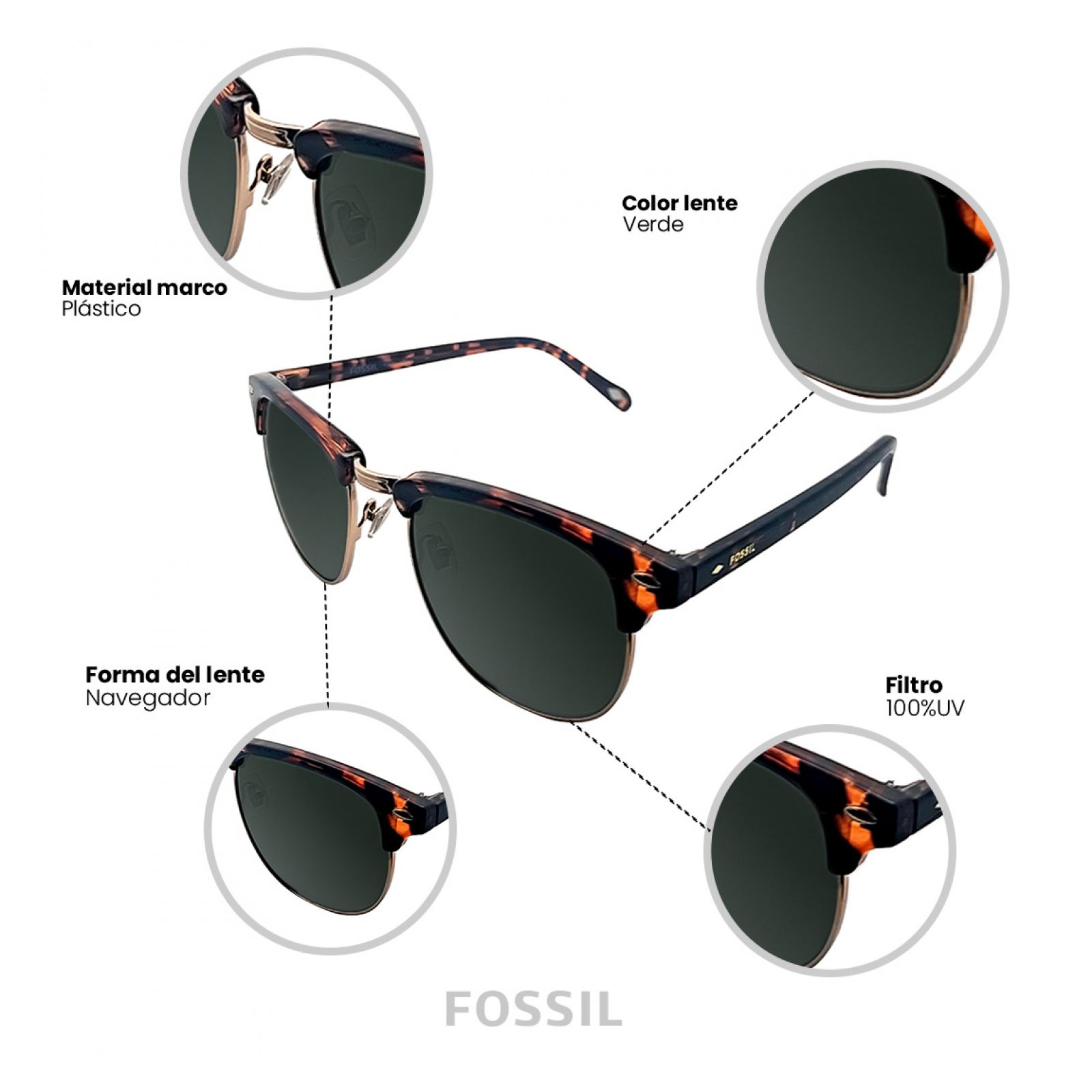 LENTES DE SOL FOSSIL X80080 OUTLOOK - 4