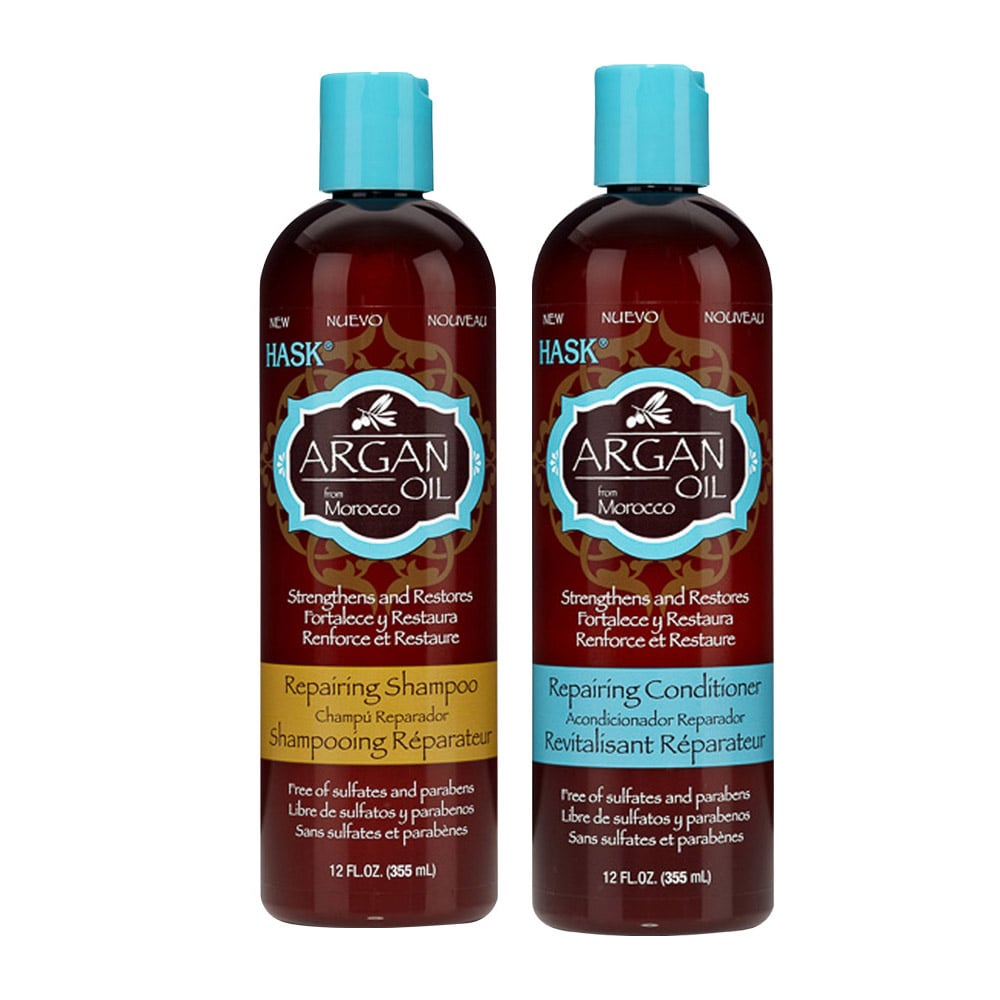 SHAMPOO SIN SAL + ACONDICIONADOR ARGÁN PELO  SECO HASK CVL - 1