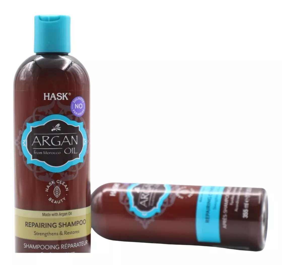 SHAMPOO SIN SAL + ACONDICIONADOR ARGÁN PELO  SECO HASK CVL - 2