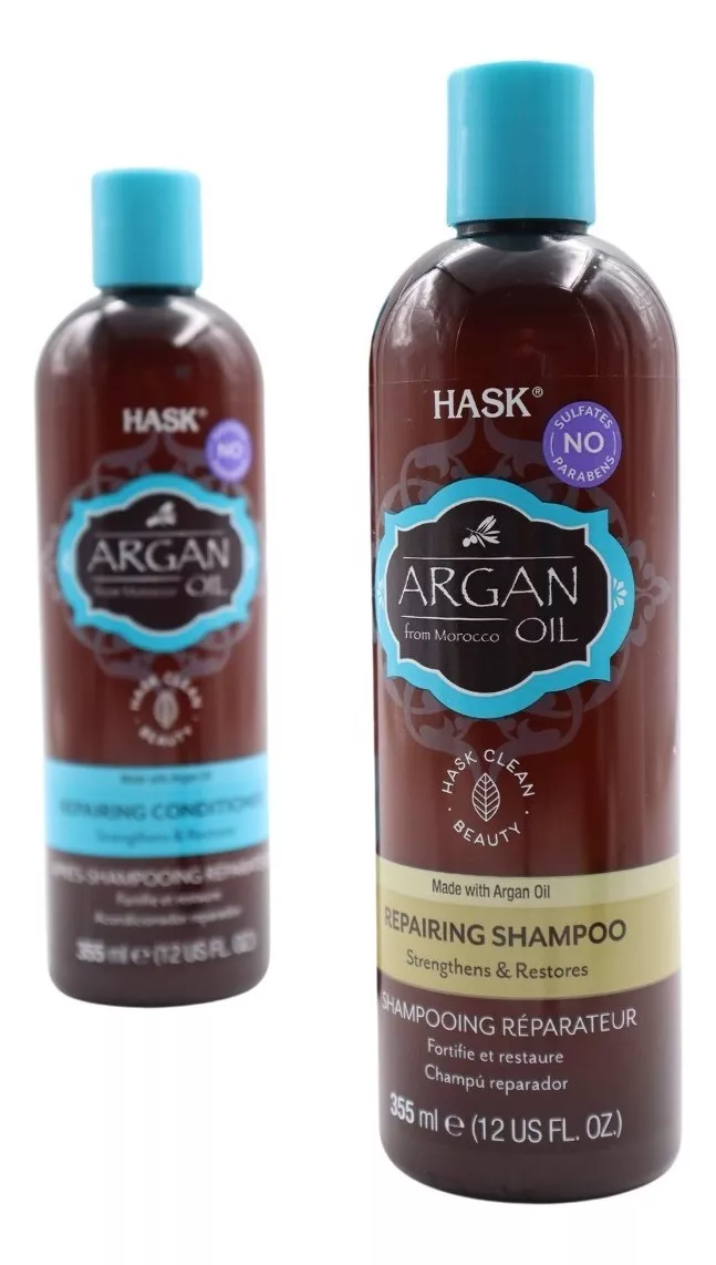 SHAMPOO SIN SAL + ACONDICIONADOR ARGÁN PELO  SECO HASK CVL - 3