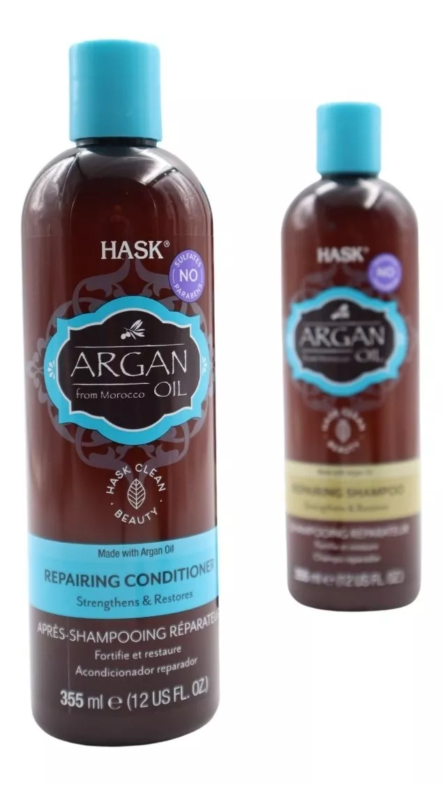 SHAMPOO SIN SAL + ACONDICIONADOR ARGÁN PELO  SECO HASK CVL - 5