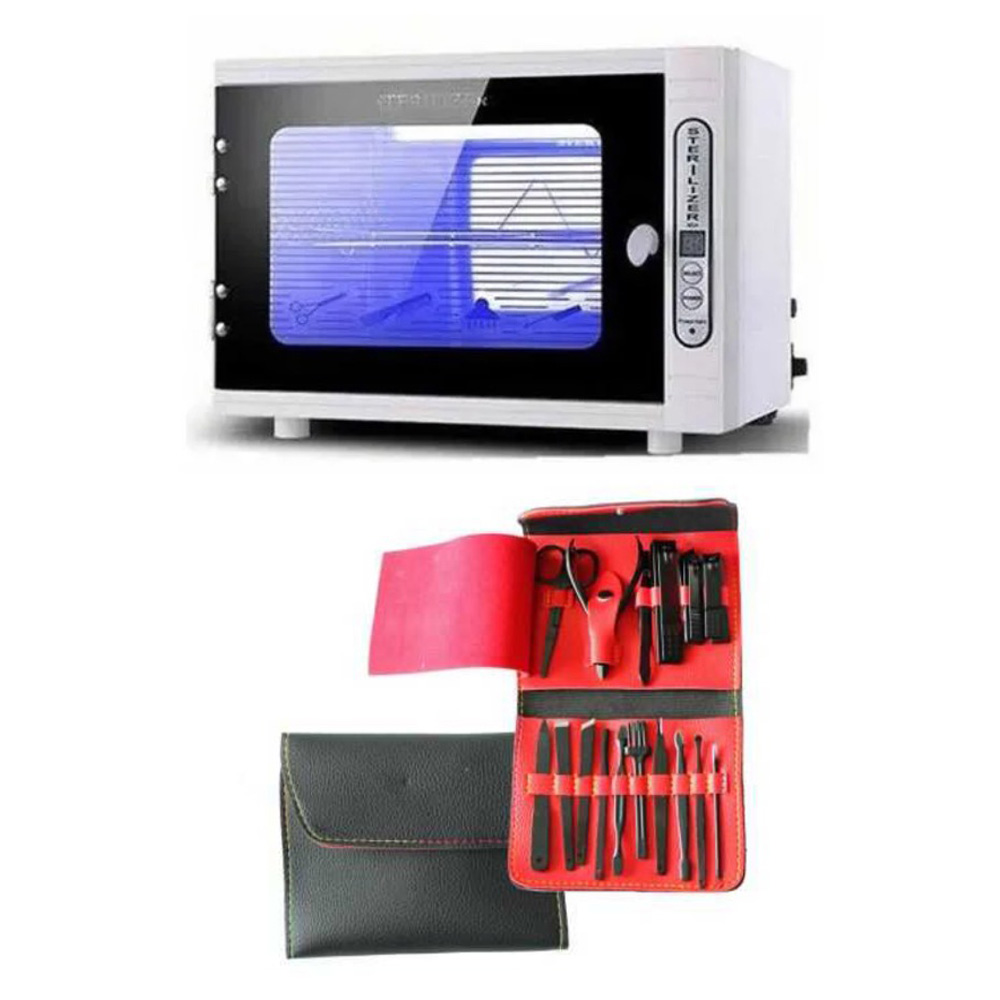 ESTERILIZADOR UV 8L + SET DE MANICURE Y PEDICURE PROFESIONAL - 1