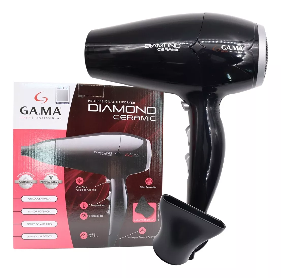 SECADOR DE CABELLO 2300 W PROFESIONAL ANTIBACTERIA GAMA + PROTECTOR HASK - 2