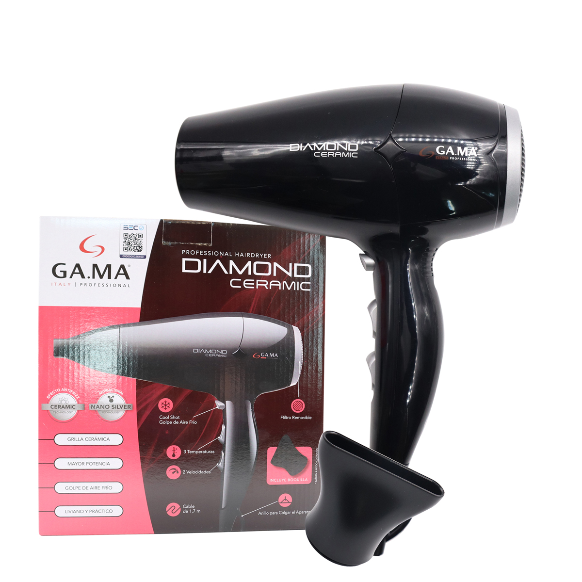 SECADOR DE CABELLO 2300 W PROFESIONAL ANTIBACTERIA GAMA + PROTECTOR HASK - 2
