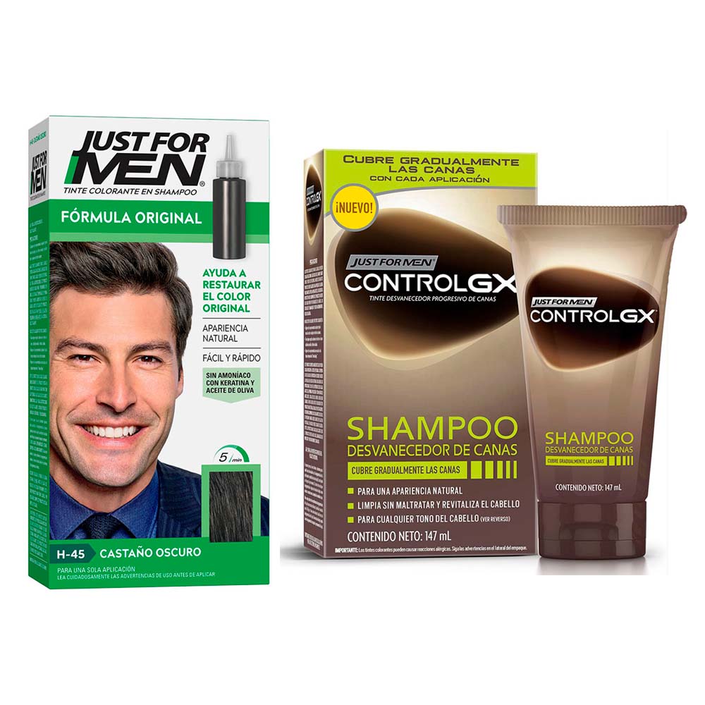 SHAMPOO JUST FOR ME MATIZA CANAS + TINTE 5 MINUTOS N CVL - 1