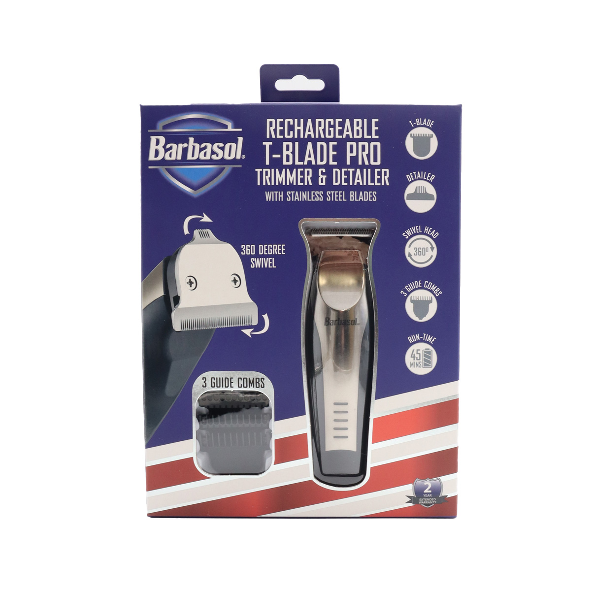 TRIMMER INALÁMBRICO BARBASOL T-BLADE CABEZAL GIRATORIO PROFESIONAL RECARGABLE 2 VELOCIDADES - 1