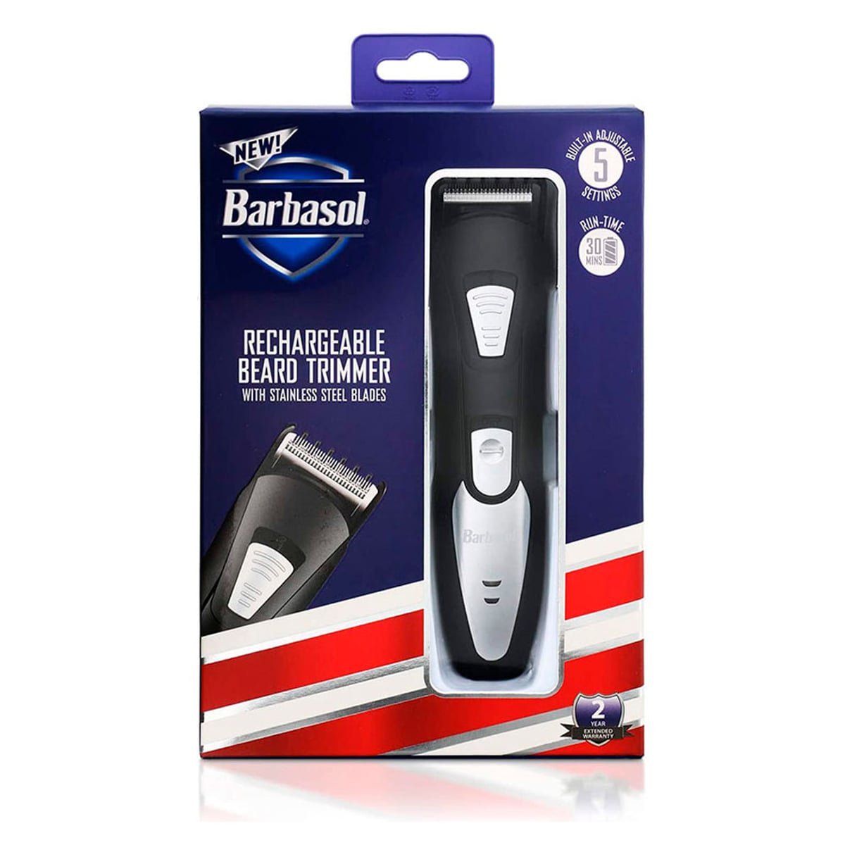 AFEITADORA INALÁMBRICO BARBASOL CORTADORA BARBA USB AJUSTABLE 5 PIEZAS NEGRO - 2