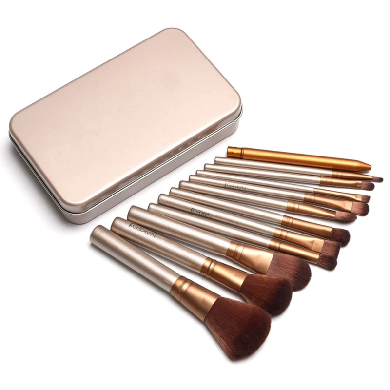 Paleta de maquillaje sombras rubor iluminador y labial + set 12 brochas - 6