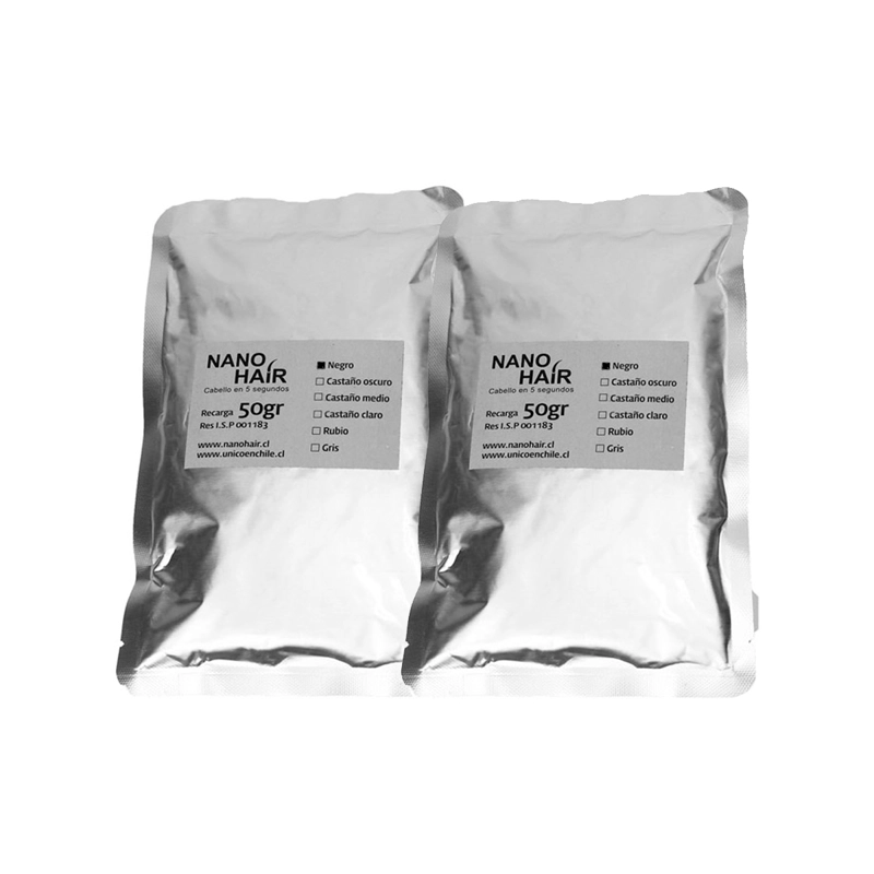 KIT RECARGA POLVO MICROFIBRA ALOPECIA NANO HAIR 100GR NEGRO - 1