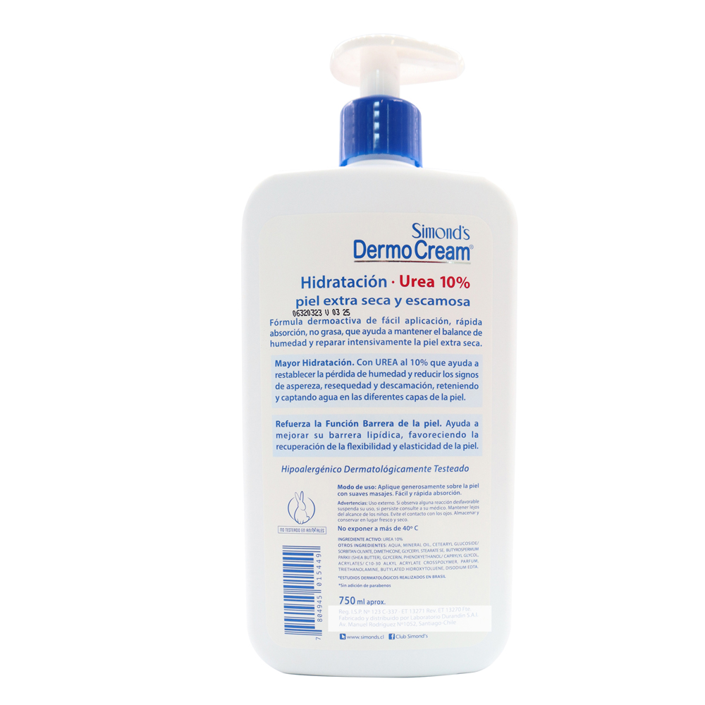 CREMA HIDRATACIÓN INTENSIVA UREA 10% SIMOND´S CUERPO 750ML - 2