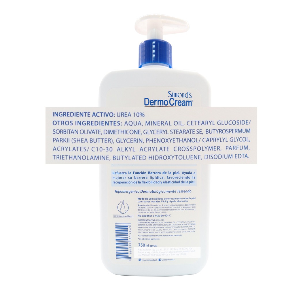 CREMA HIDRATACIÓN INTENSIVA UREA 10% SIMOND´S CUERPO 750ML - 3