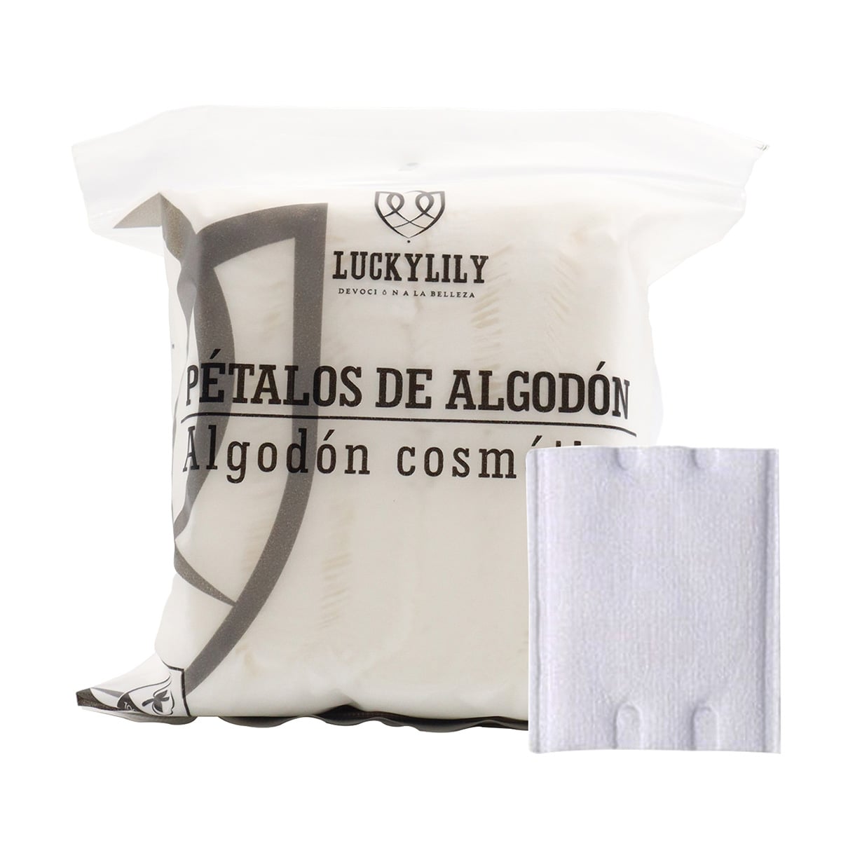 TOALLITAS COSMETICAVAL LUCKY LILY ALGODÓN SIN PELUSA LIMPIEZA FACIAL Y UÑAS 100U - 1
