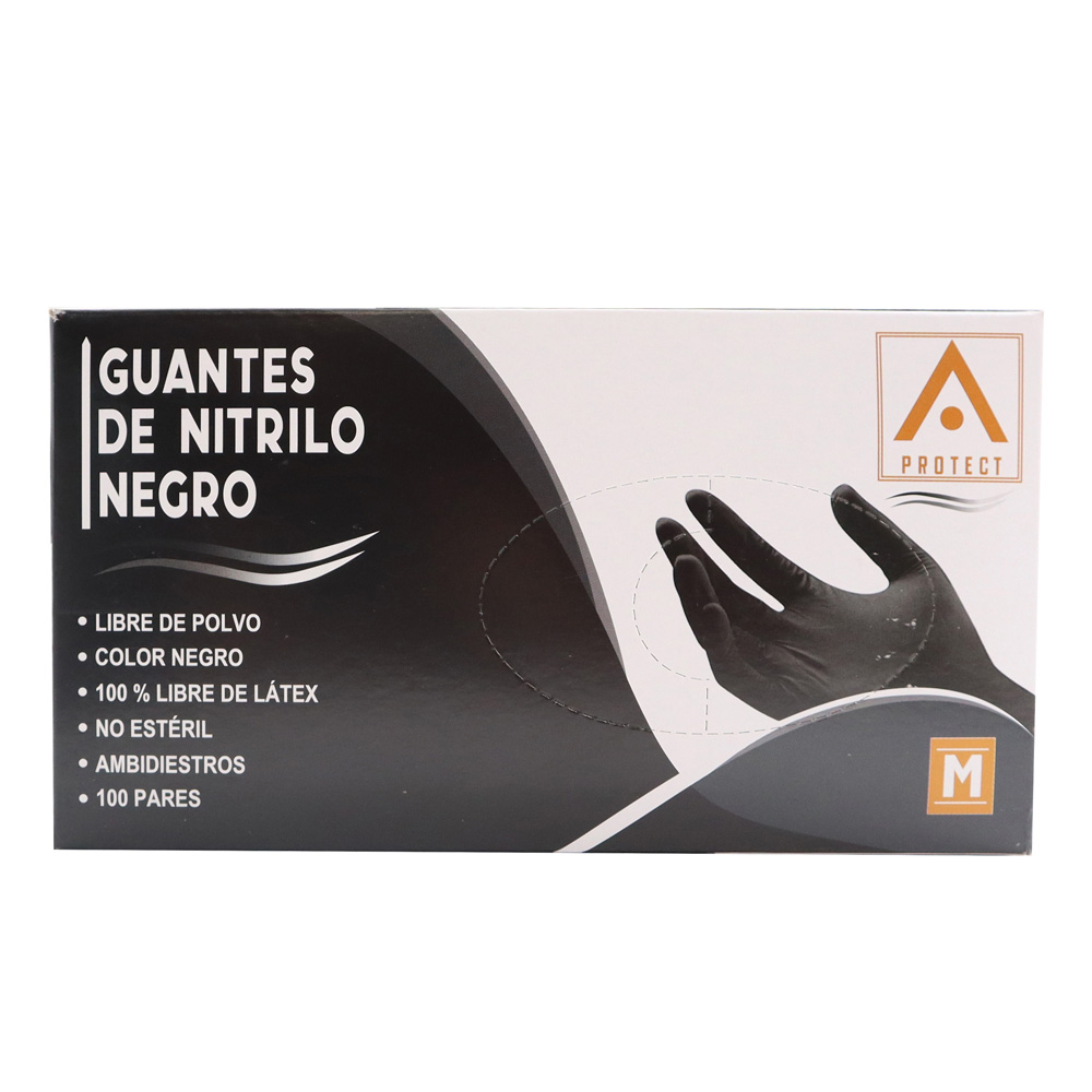 GUANTES DE NITRILO NEGRO DESECHABLES 100 PAR ANTIALÉRGICOS M - 2