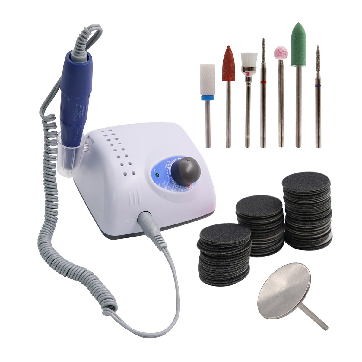 MICROMOTOR 35K STRONG 100 LIJAS PODOLOGÍA 7 FRESAS CERÁMICA - 1