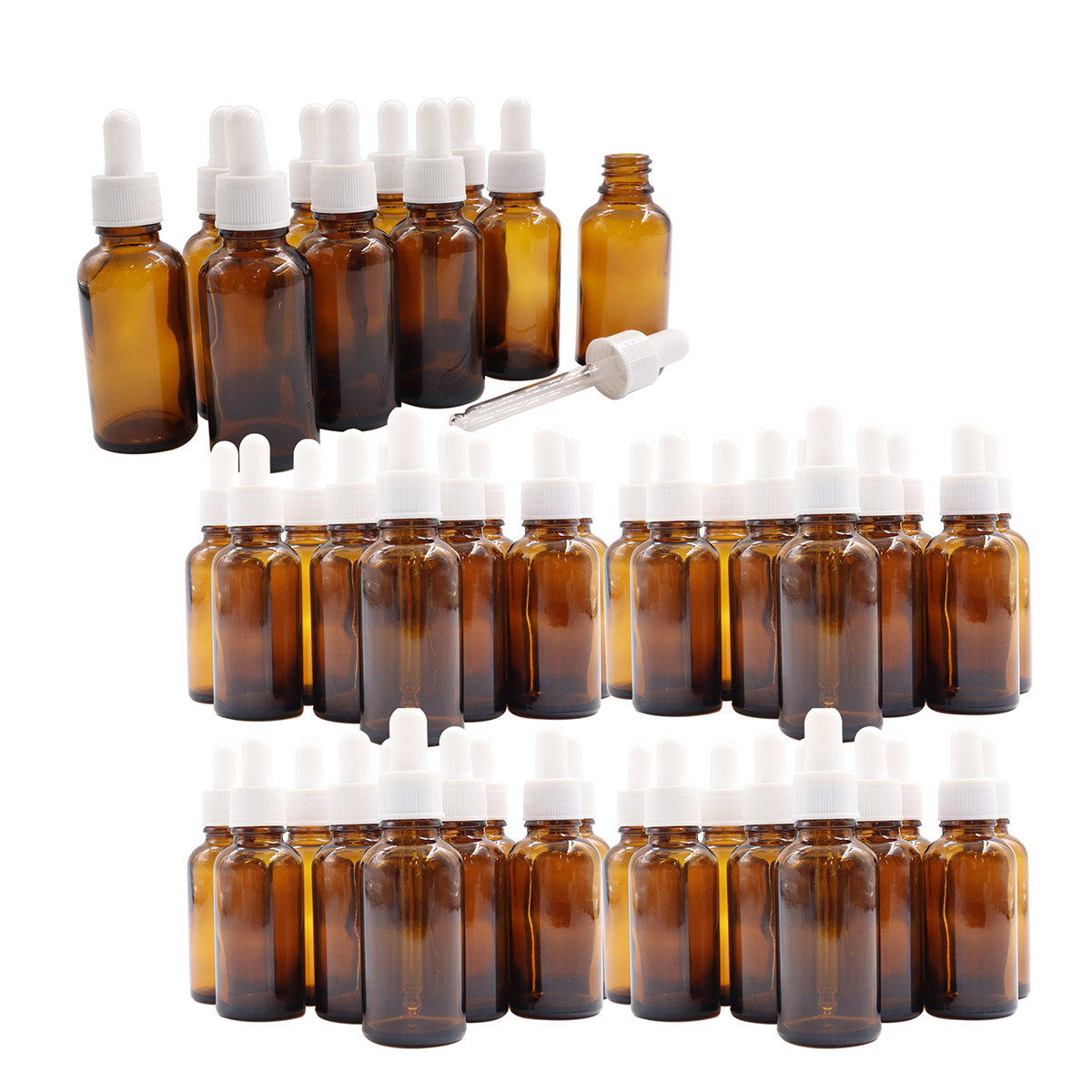 KIT COSMETICAVAL 30 ML 50 FRASCOS GOTERO DE VIDRIO ÁMBAR TRANSPARENTE - 1