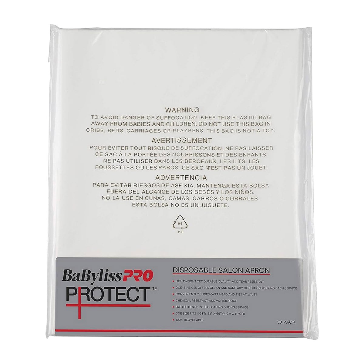 DELANTAL BABYLISS SALÓN PELUQUERÍA DESECHABLE BLANCO BAYLISS PRO - 3