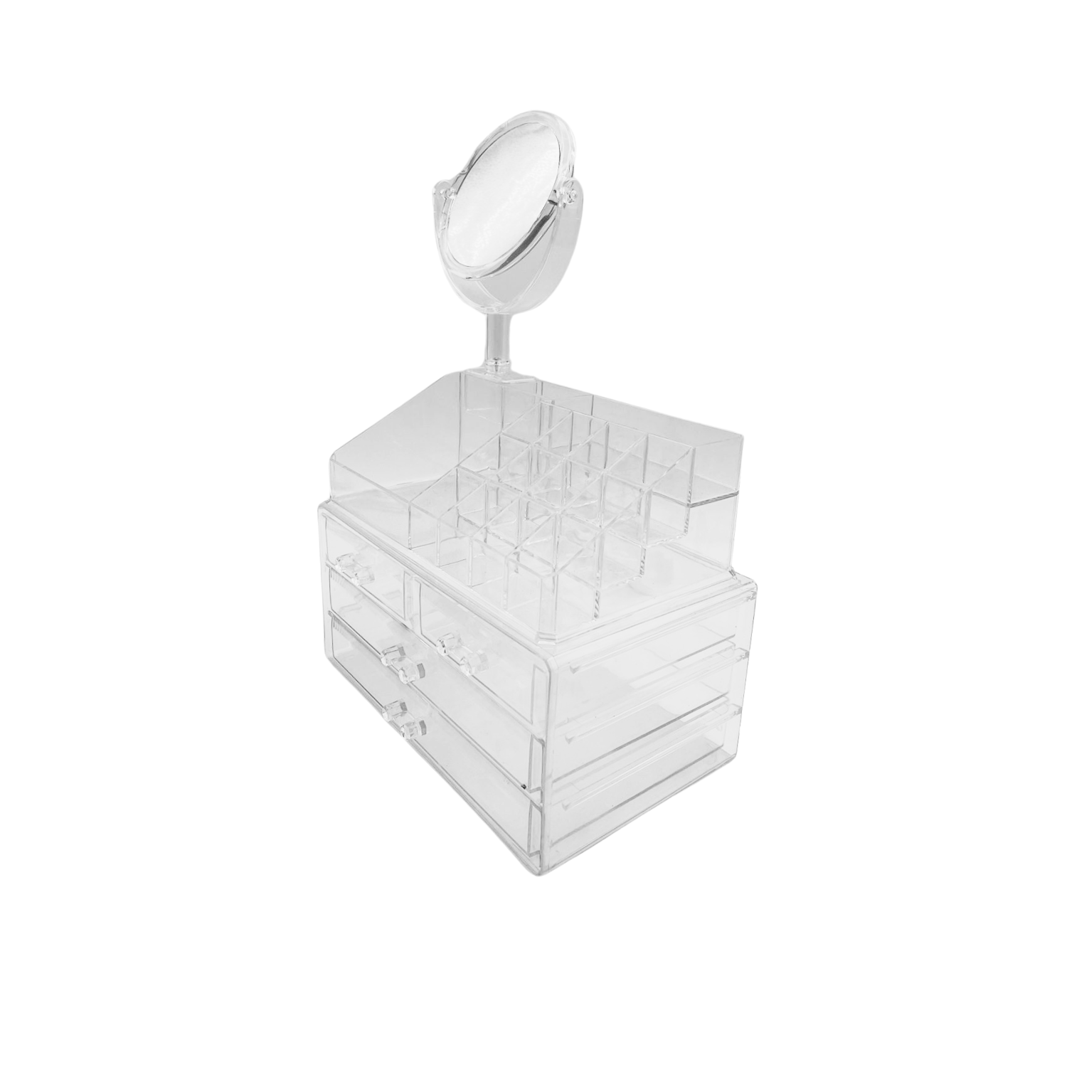 COSMETIQUERO ORGANIZADOR DE MAQUILLAJE ACRÍLICO CON ESPEJO - 2