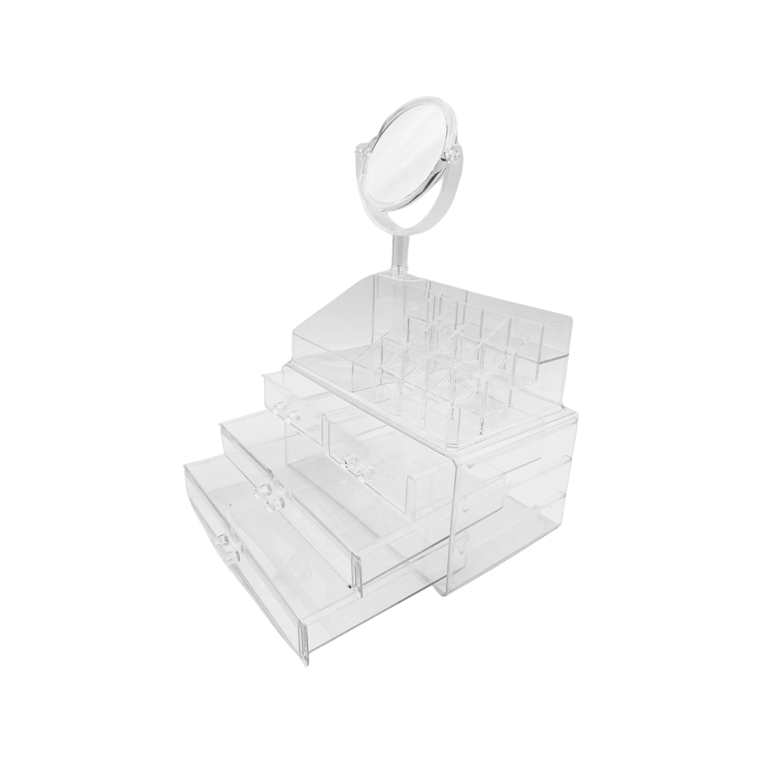 COSMETIQUERO ORGANIZADOR DE MAQUILLAJE ACRÍLICO CON ESPEJO - 3