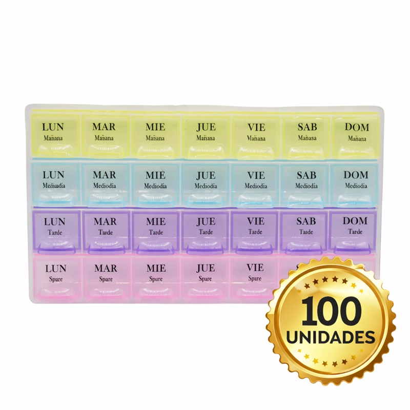 100 PASTILLERO SEMANAL 4 TOMAS U HORARIOS DIARIOS COLORES - 1