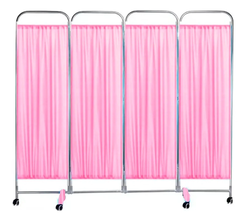 BIOMBO CLINICO O PANTALLA MOVIL DE 4 CUERPOS, PORTATIL ROSADO - 1