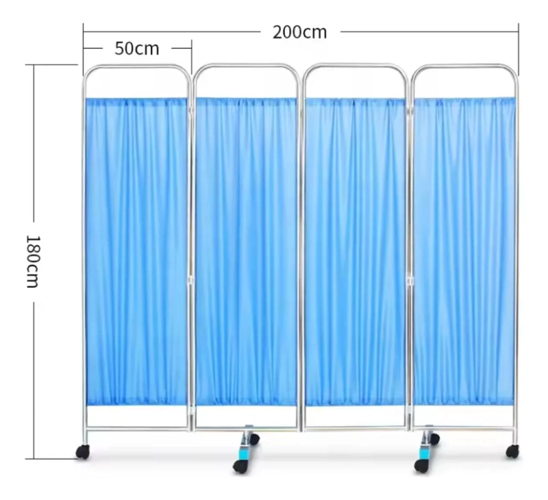 BIOMBO CLINICO O PANTALLA MOVIL DE 4 CUERPOS, PORTATIL AZUL - 3