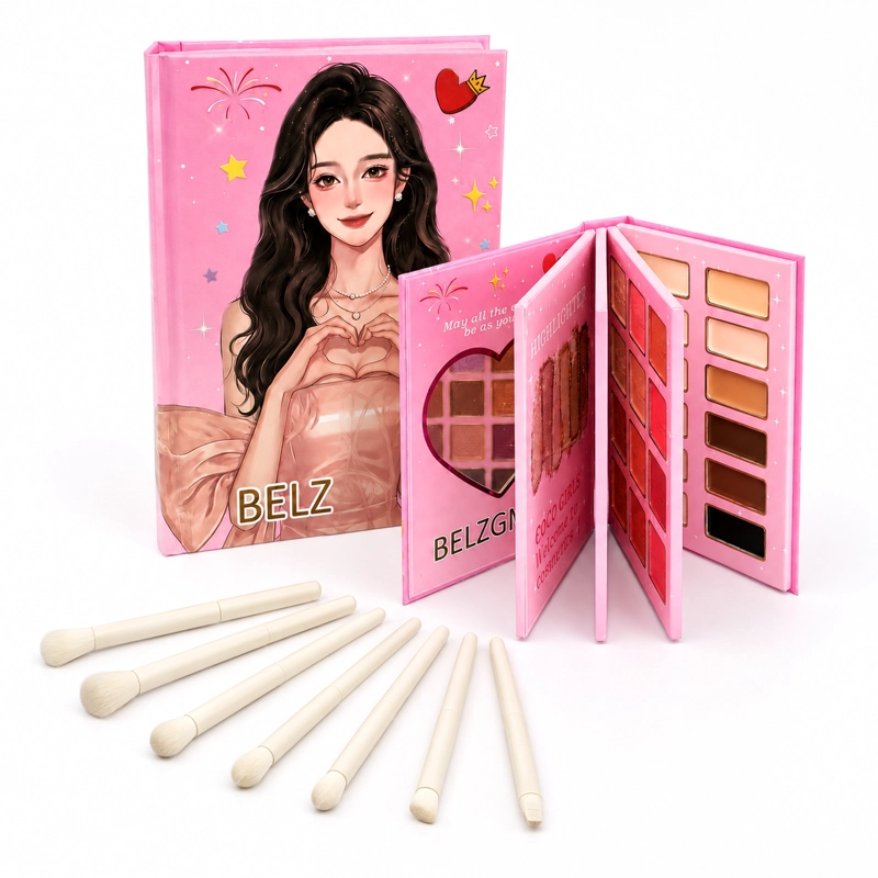PALETA DE MAQUILLAJE SOMBRAS RUBORES CONTORNO CEJAS + BROCHAS - 1