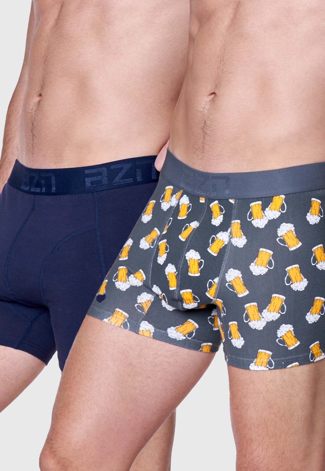 Pack De Dos Bóxers De Tela Para Hombre De 100% Algodón Raya Azul/cuadro