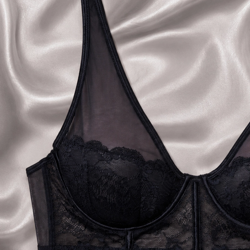 SOSTE N FASHION DE ENCAJE Y TUL CON ARCOS BAZIANI 30014 NEGRO - 5