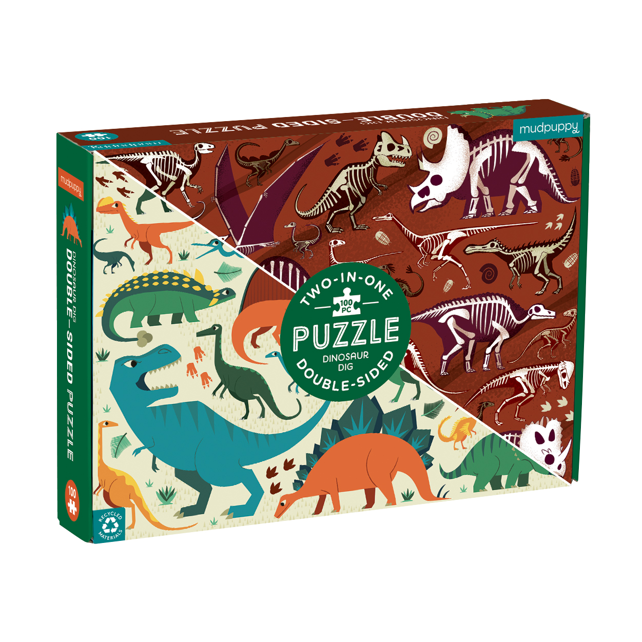 PUZZLE MUDPUPPY 100PCS DOBLE DINOSAURIOS - 2