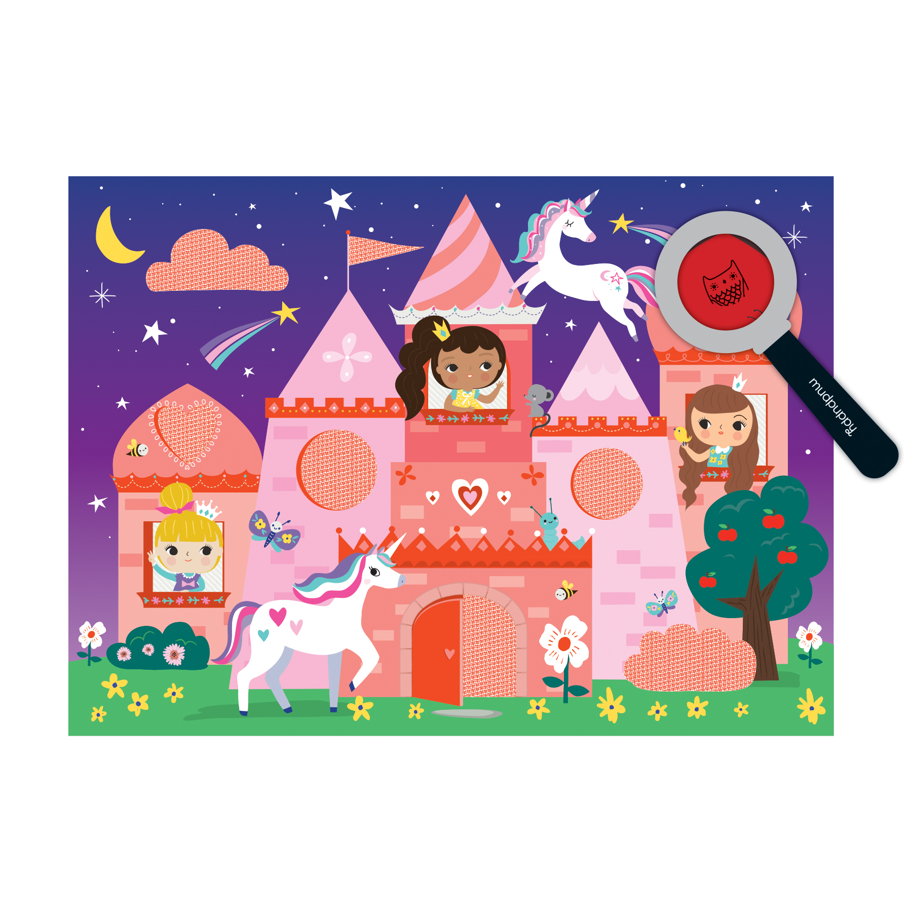 PUZZLE MUDPUPPY 42PCS CON DIBUJOS SECRETOS CASTILLO UNICORNIO - 1