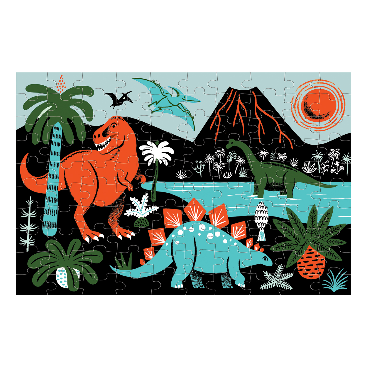 PUZZLE MUDPUPPY 100PCS QUE BRILLA EN LA OSCURIDAD DINOSAURIOS - 1