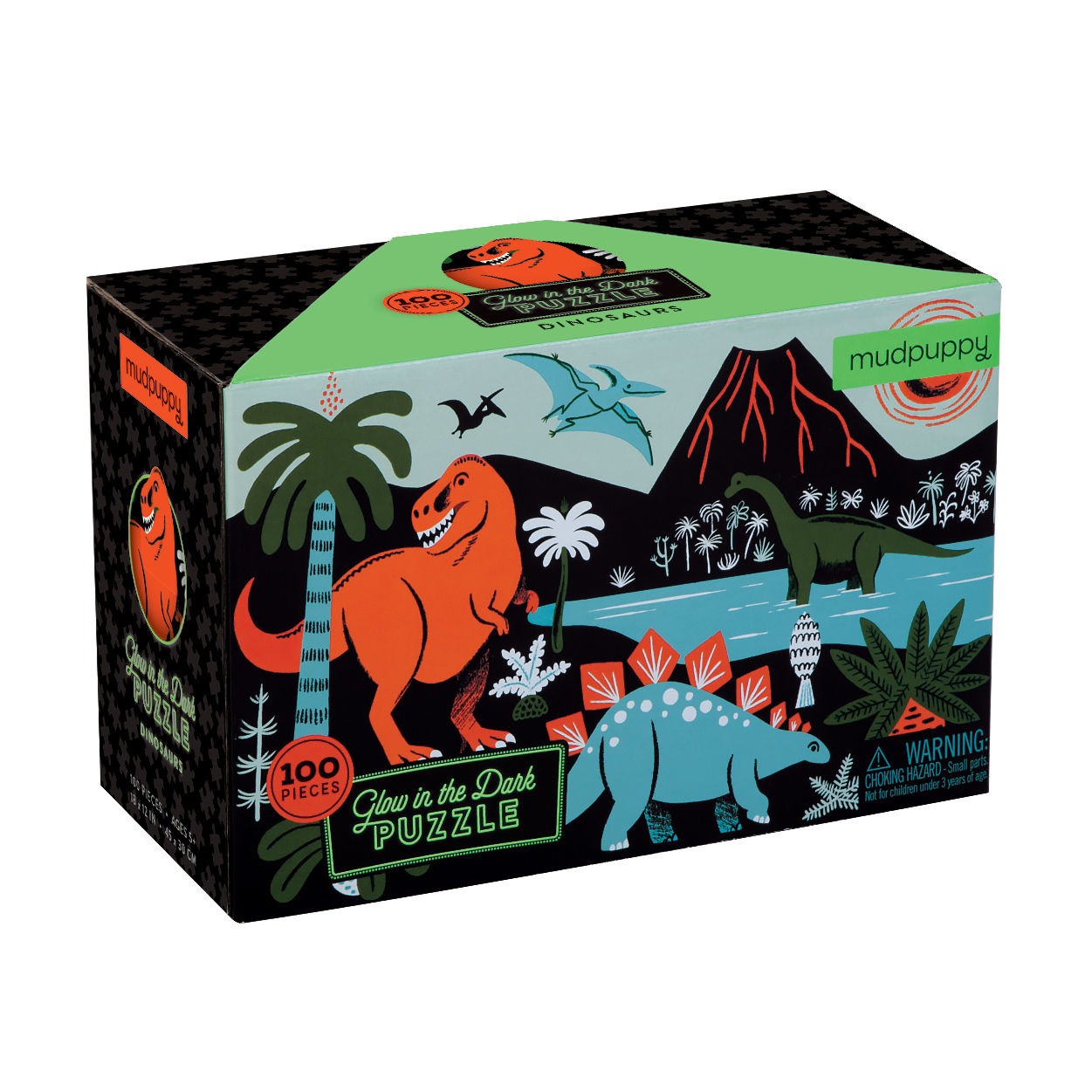 PUZZLE MUDPUPPY 100PCS QUE BRILLA EN LA OSCURIDAD DINOSAURIOS - 3