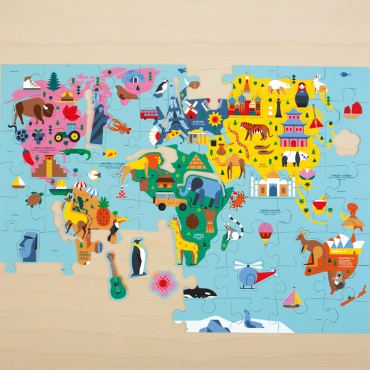 PUZZLE MUDPUPPY 78PCS GEOGRAFIA MAPA DEL MUNDO - 3