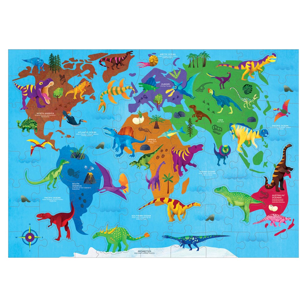 PUZZLE MUDPUPPY 80PCS GEOGRAFIA DINOSAURIOS - 1