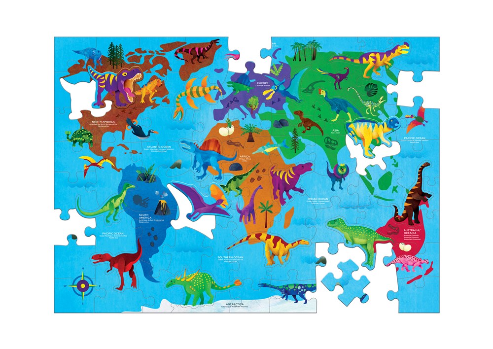 PUZZLE MUDPUPPY 80PCS GEOGRAFIA DINOSAURIOS - 3