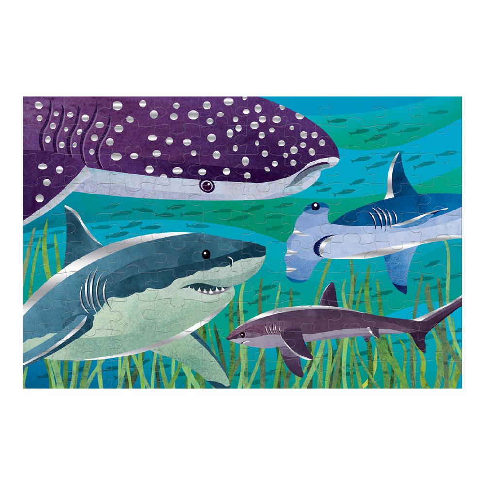 PUZZLE MUDPUPPY 100PCS CON ALUMINIO TIBURONES - 1