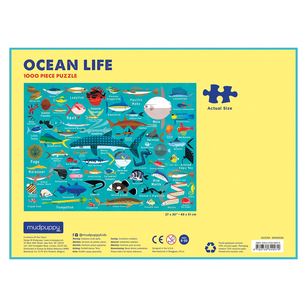 PUZZLE MUDPUPPY 1000PCS VIDA DEL OCEANO - 4