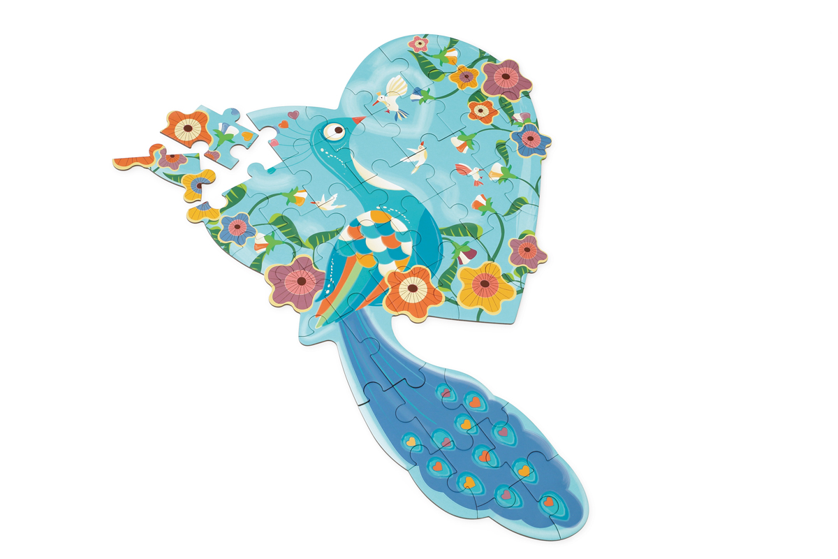 PUZZLE SCRATCH EUROPE 40PCS CON FORMA PAVO REAL - 2
